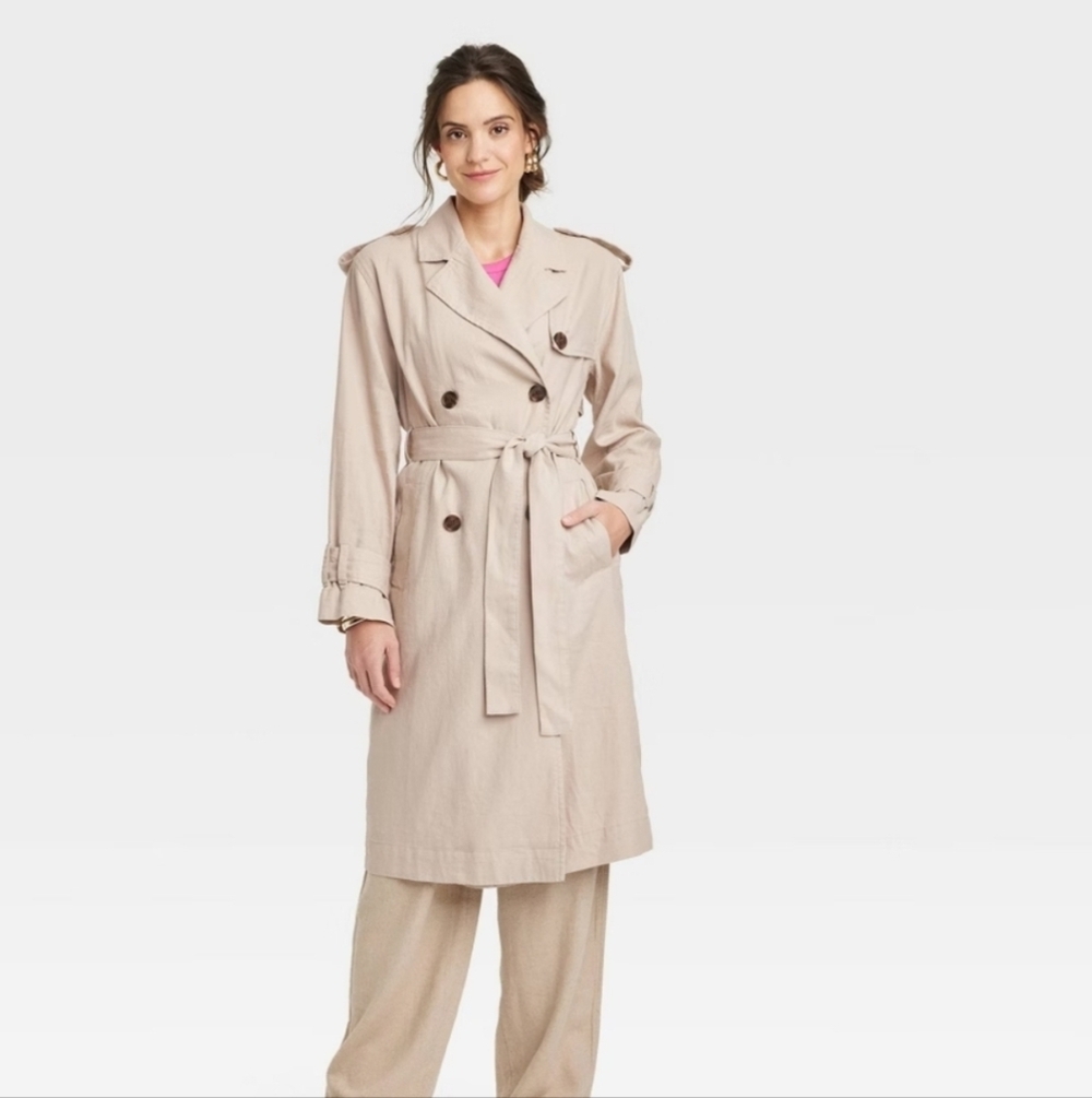 Classic XXL Linen Trench Coat - A New Day Tan XXL